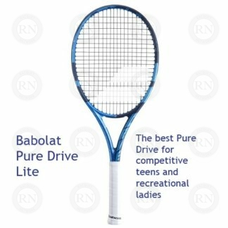 Catalog image of a Babolat Pure Drive Light tennis racquet with supporting text
