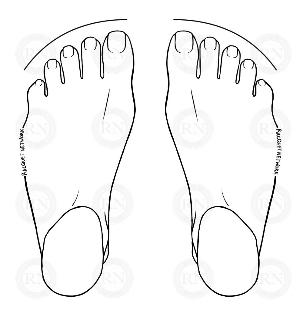 Diagram of a T1W-Taper toe line with an extra wide forefoot