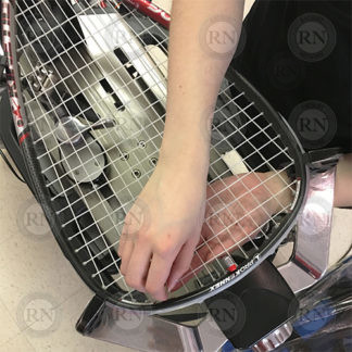 Racquetball racquet being strung in our Calgary store.