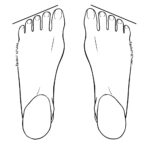 Diagram of a T1-Taper Egyptian toe line with a standard-width forefoot