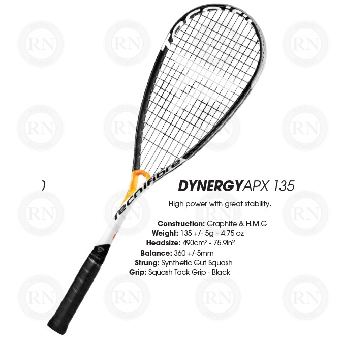 Product Specifications: Tecnifibre Dynergy APX 135 Squash Racquet Specifications