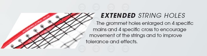 Illustration: Tecnifibre Exteneded String Holes Squash Racquet Technology