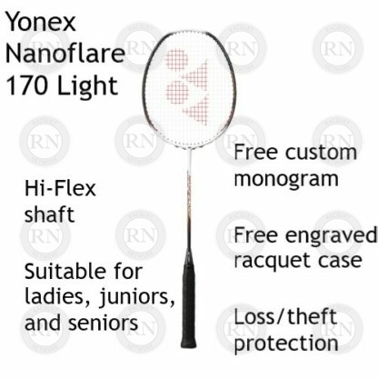 Catalog image of Yonex Nanoflare 170 Badminton Racquet in white red cosmetic